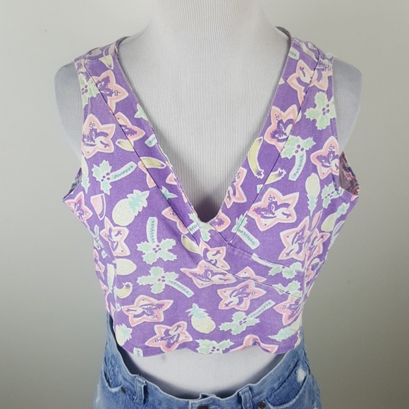 Real 80's Vintage Retro Beach Crop Top - Picture 1 of 8